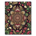 Elegant Burgundy Floral Medallion Gold Accents Rug