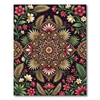 Elegant Burgundy Floral Medallion Gold Accents Rug