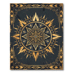 Golden Celestial Sunburst Art Deco Rug