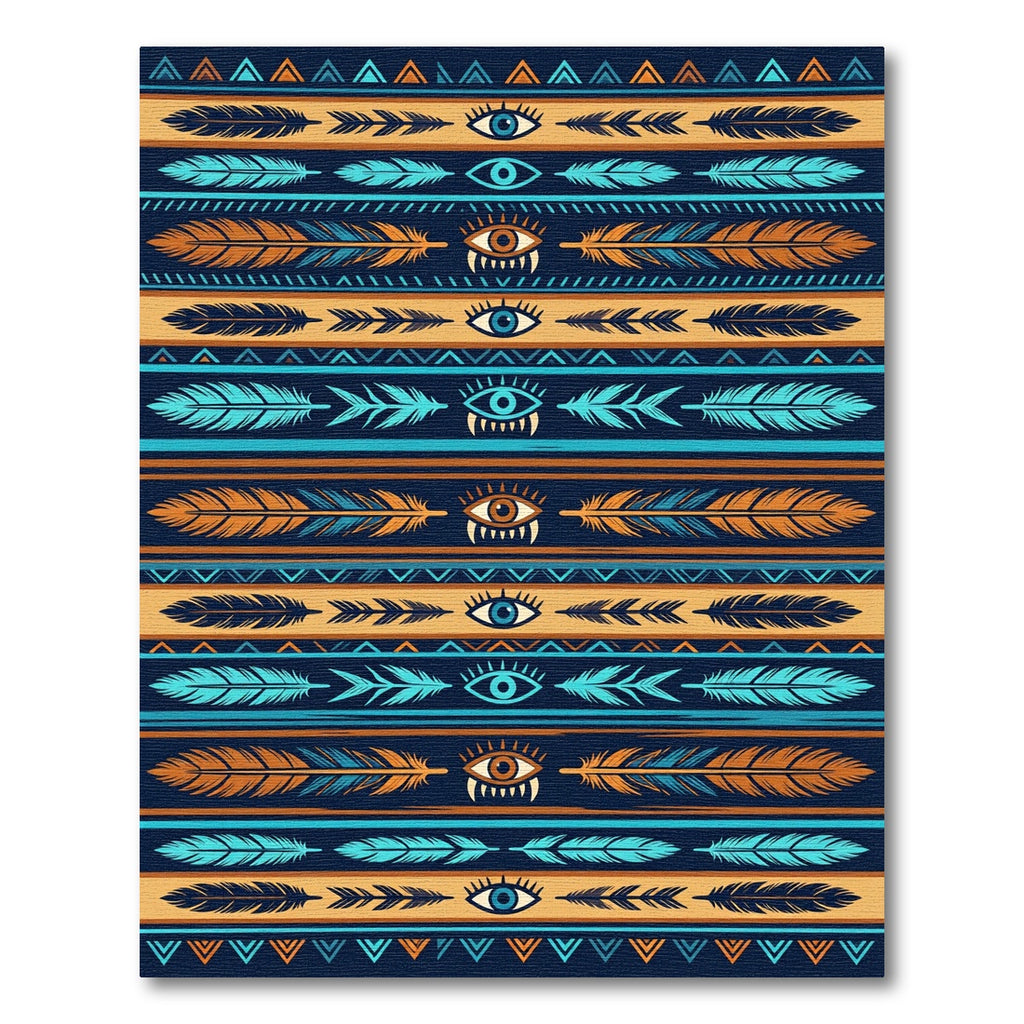 Mystic Feather Eye Tribal Stripes Rug