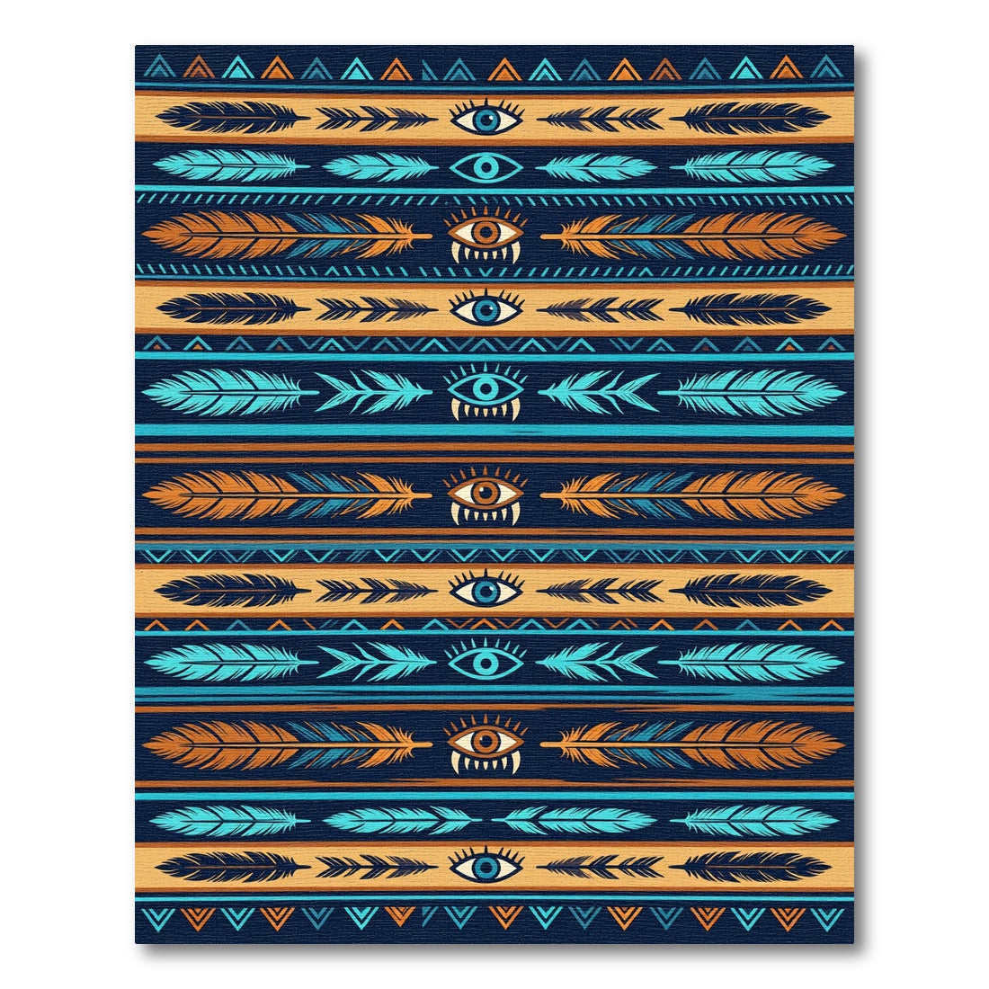 Mystic Feather Eye Tribal Stripes Rug