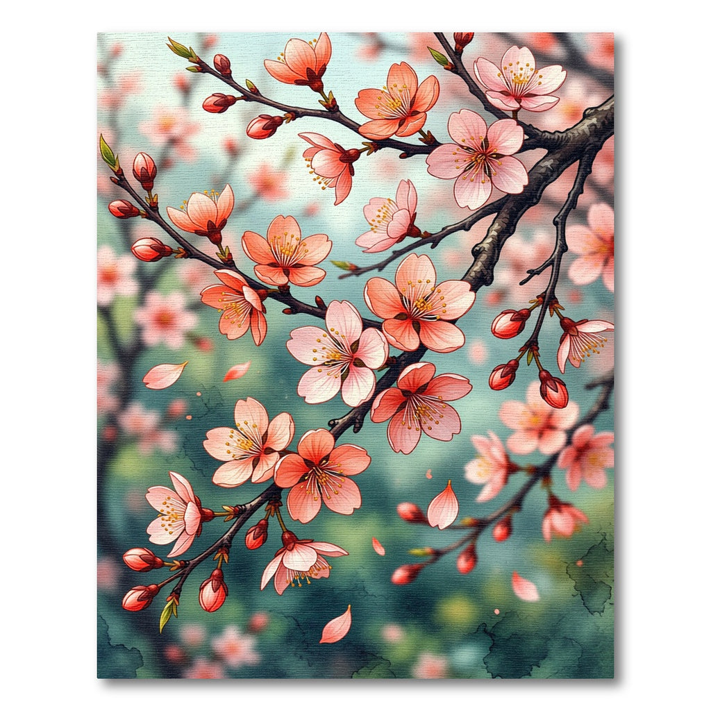 Delicate Pink Cherry Blossom Branch Rug