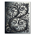 Ornate Black Silver Swirl Flourish Rug