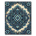Elegant Navy and Cream Floral Medallion Rug