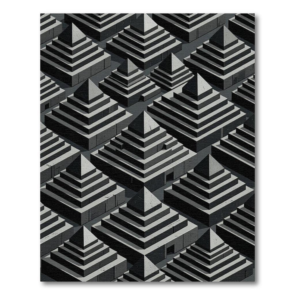 Monochromatic Stone Pyramid Arrangement Rug