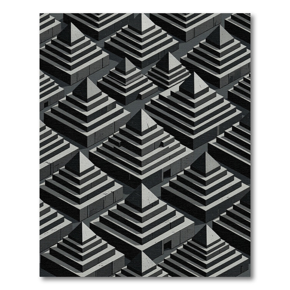 Monochromatic Stone Pyramid Arrangement Rug
