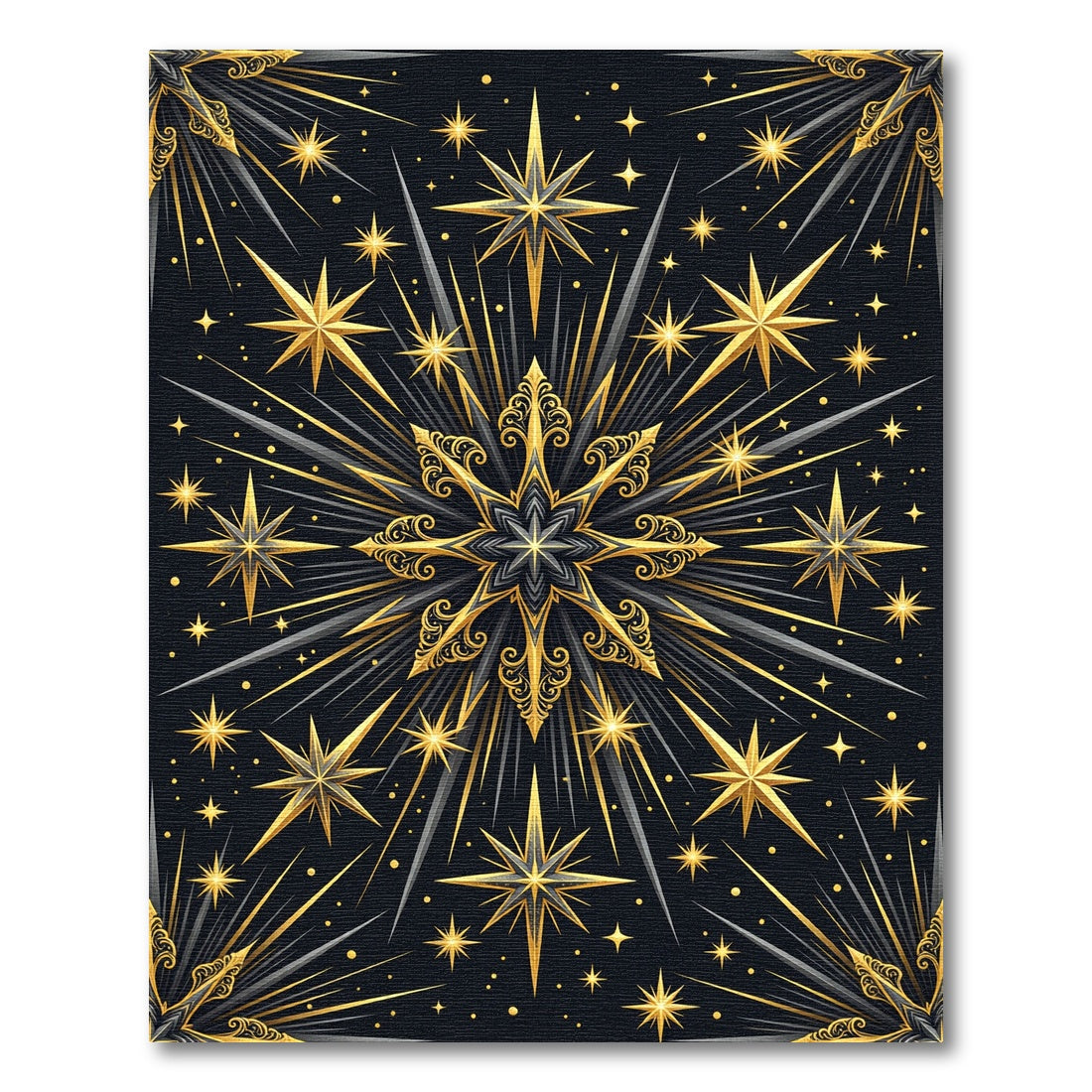 Celestial Gold Starry Night Medallion Rug