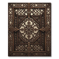 Dark Brown Ornamental Arabesque Scroll Rug