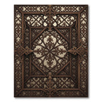 Dark Brown Ornamental Arabesque Scroll Rug
