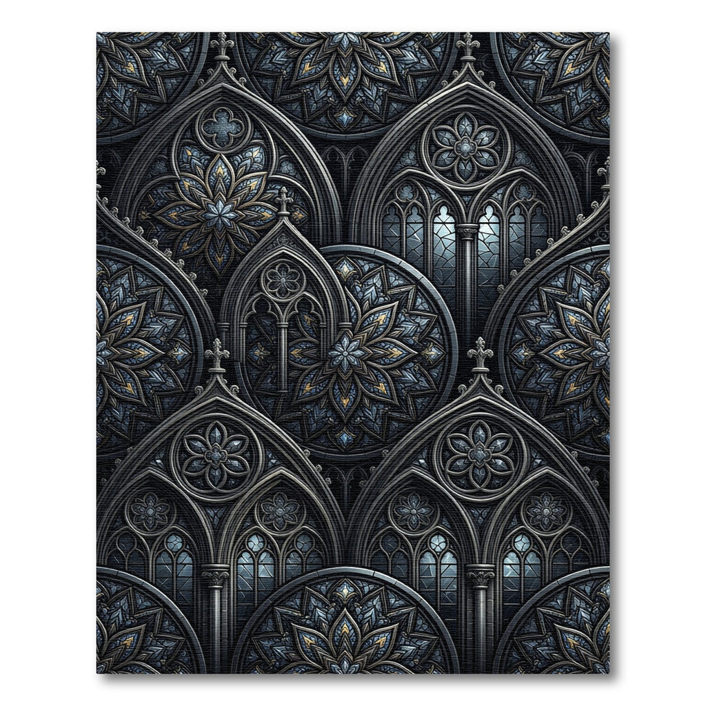 Gothic Stained Glass Mandalas Grey Rug