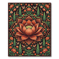 Ornate Coral Lotus Bird Garden Rug