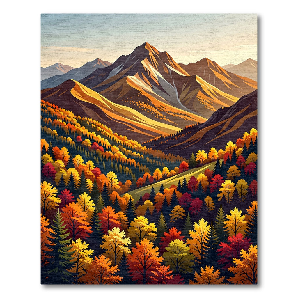 Earthy Autumn Mountain Overlook Landscape Rug