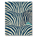 Navy Beige Striped Zebra Curve Rug