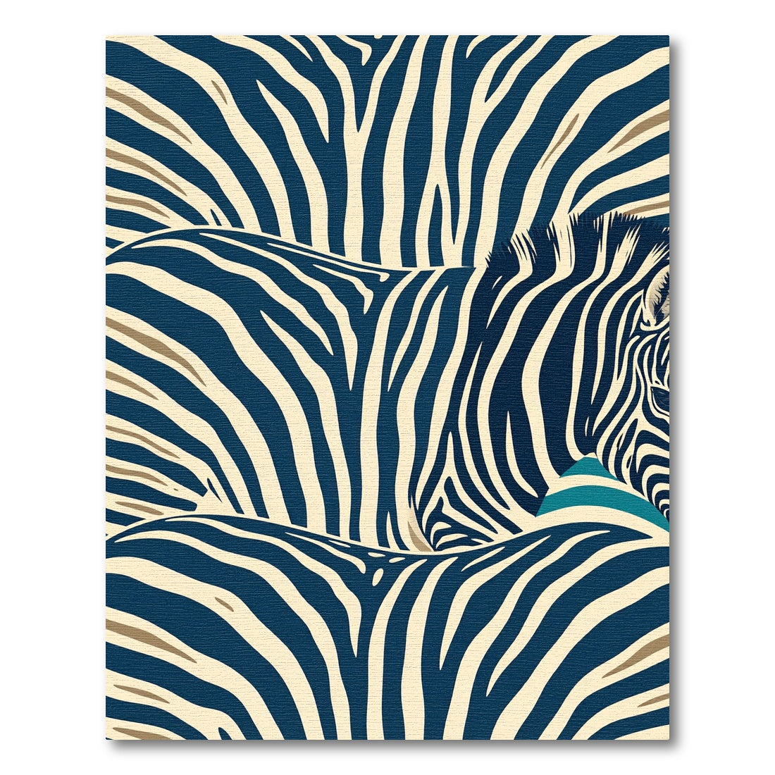 Navy Beige Striped Zebra Curve Rug