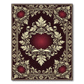 Ornate Burgundy Golden Damask Medallion Rug