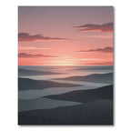 Serene Sunset Mountain River Landscape Rug