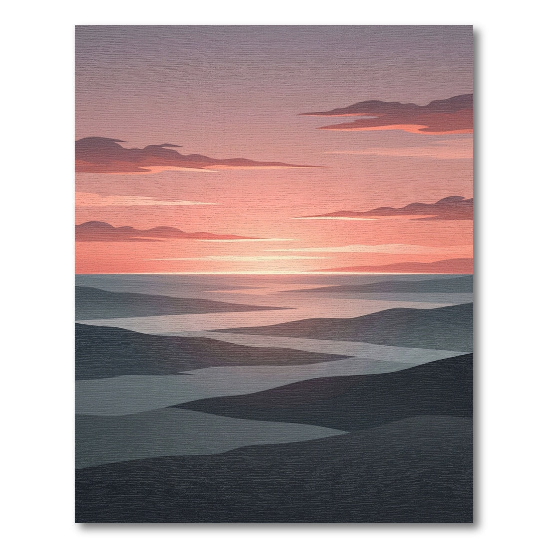 Serene Sunset Mountain River Landscape Rug