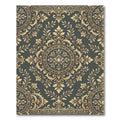 Elegant Gold Damask Charcoal Medallion Rug