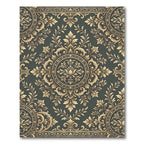 Elegant Gold Damask Charcoal Medallion Rug
