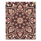 Rose Gold Floral Scrollwork Mandala Rug