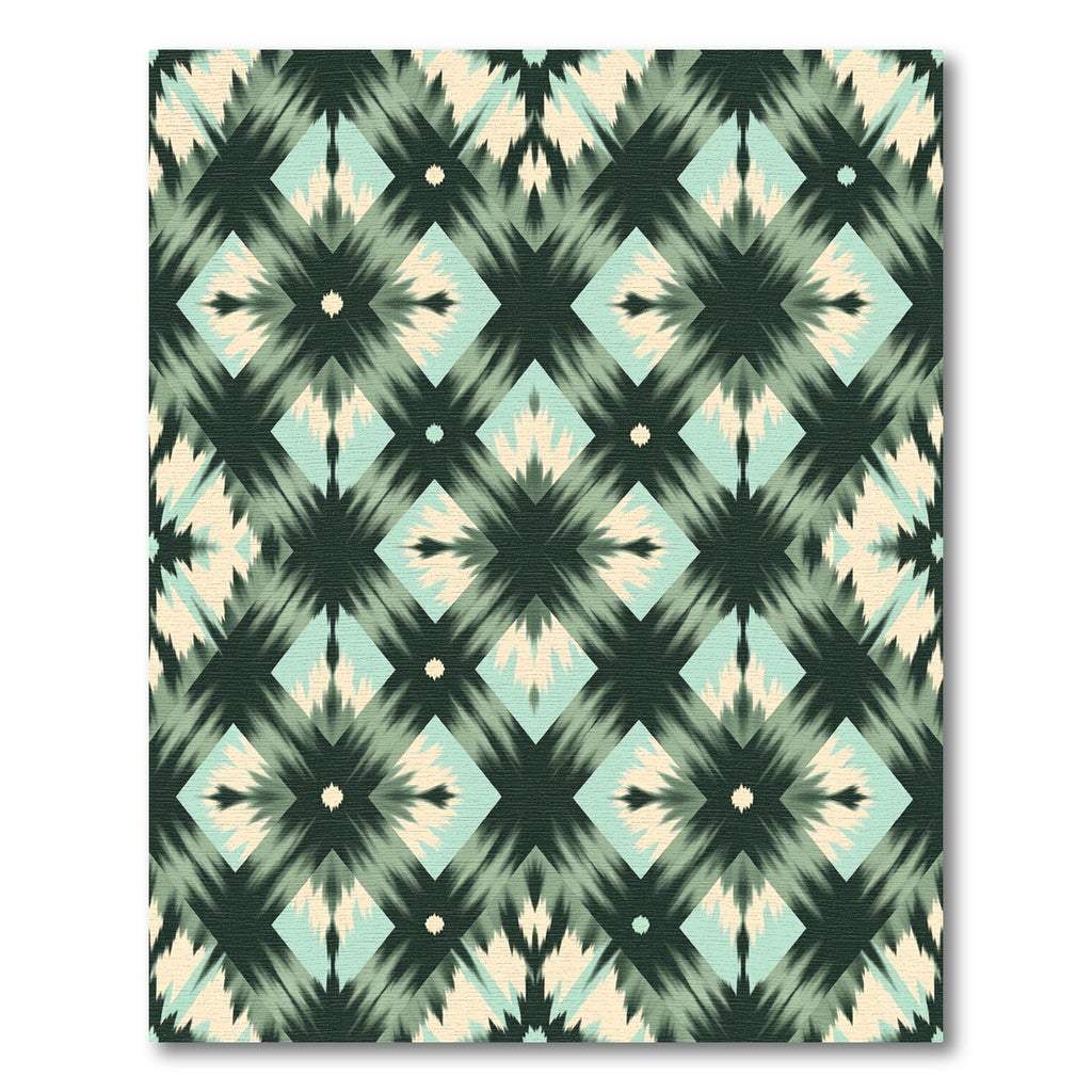 Dark Green Teal Cream Diamond Shimmer Rug