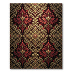 Elegant Crimson Gold Damask Medallion Rug