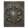 Ornate Gold Charcoal Baroque Scroll Frame Rug