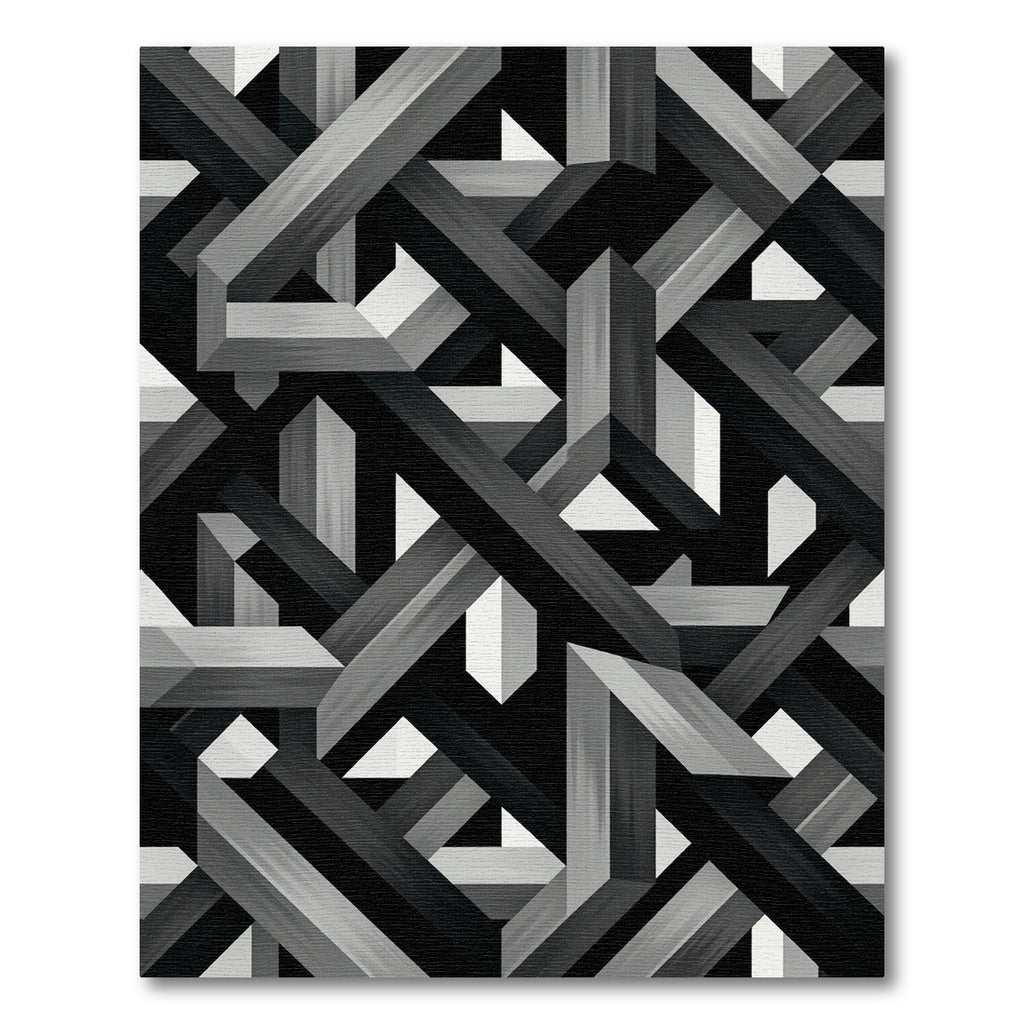 Monochromatic Geometric Interlocking Beam Abstract Rug