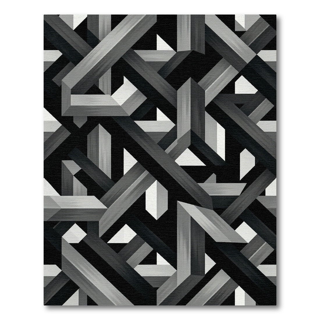 Monochromatic Geometric Interlocking Beam Abstract Rug