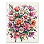 Vibrant Watercolor Floral Bouquet Arrangement Rug