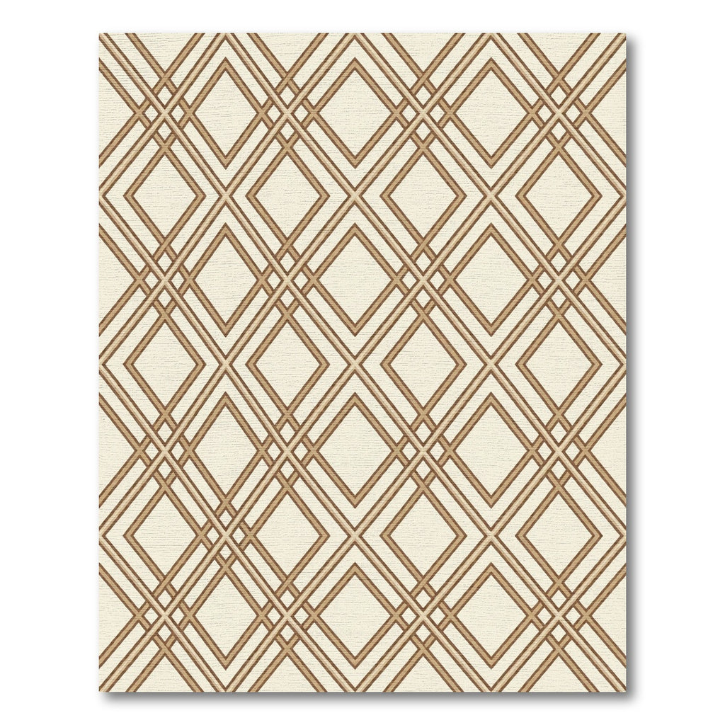 Earthy Taupe Geometric Diamond Grid Rug