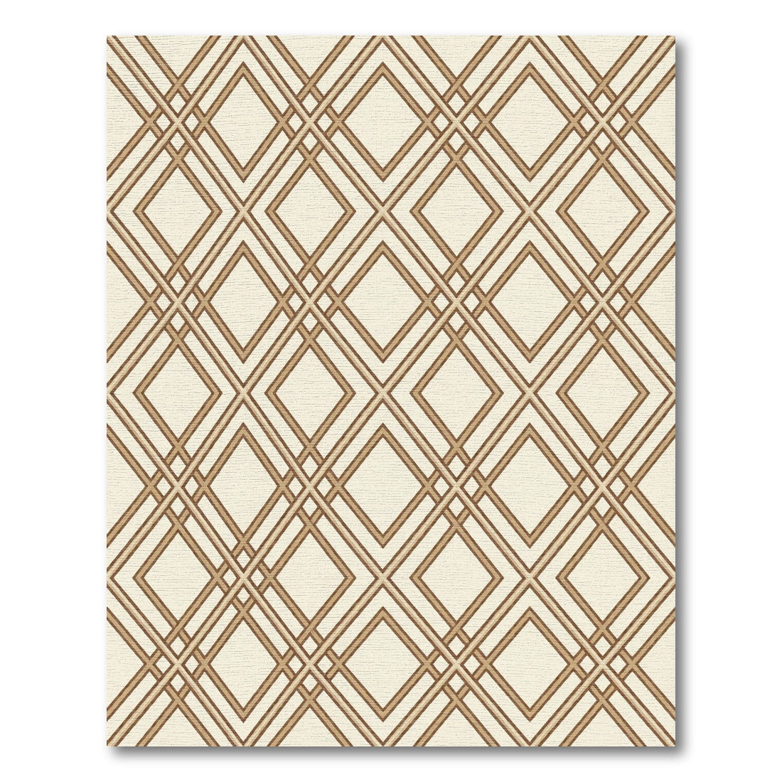 Earthy Taupe Geometric Diamond Grid Rug