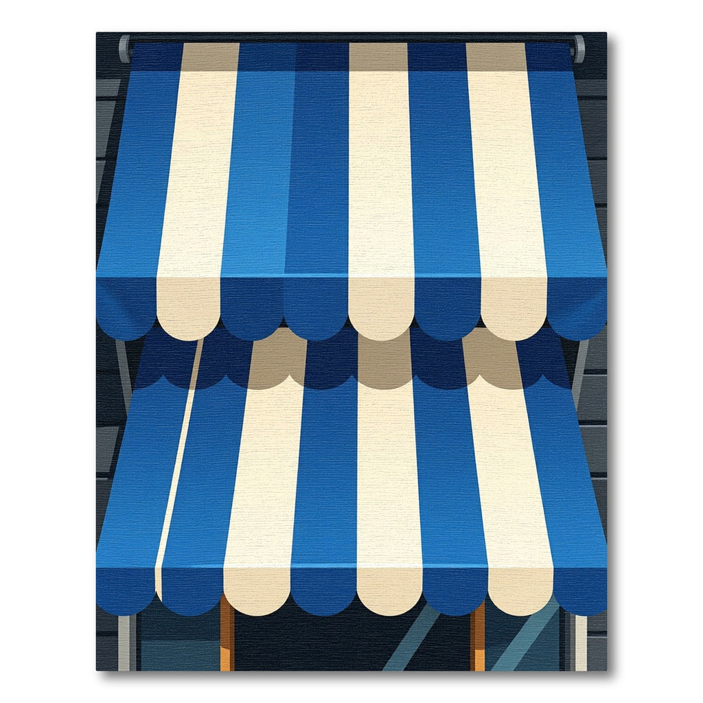 Classic Blue and Cream Cabana Stripe Rug