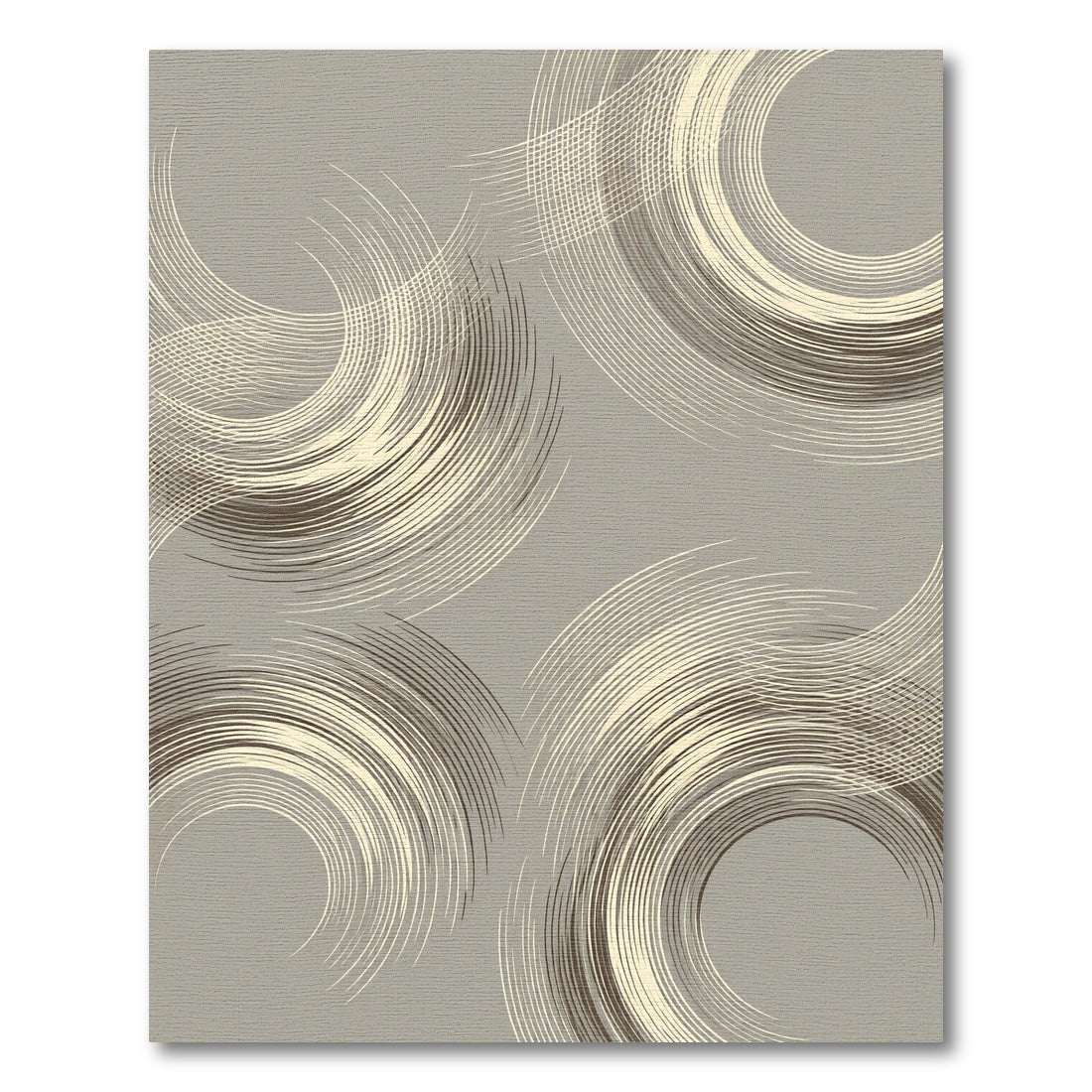 Modern Taupe Abstract Arched Swirl Rug