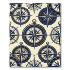 Vintage Navy Nautical Compass Anchor Rug