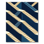 Geometric Isometric Staircase Navy Gold Rug