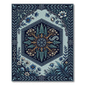 Midnight Blue Botanical Hexagon Meadow Rug