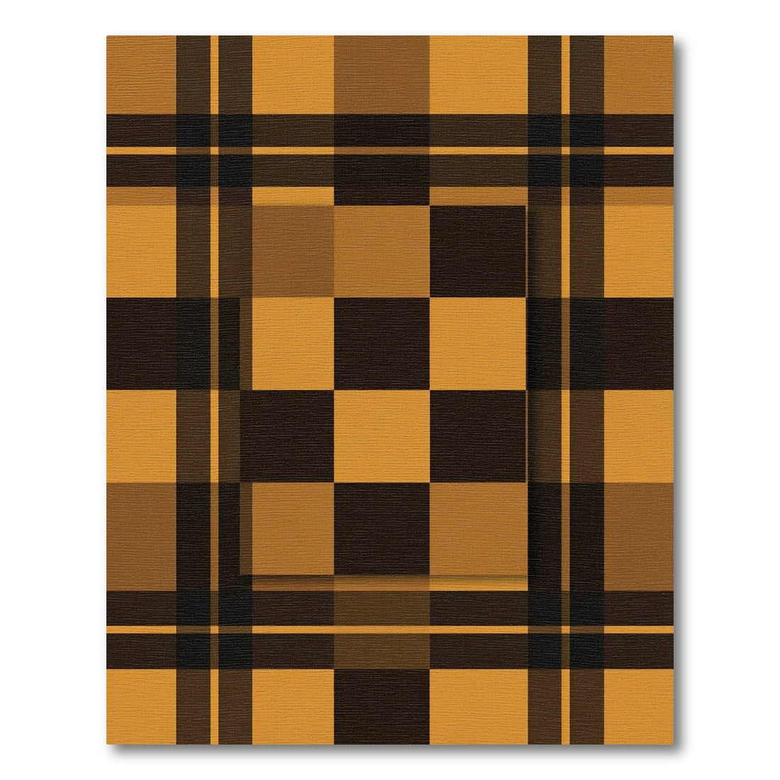 Amber Brown Plaid Squares Rug