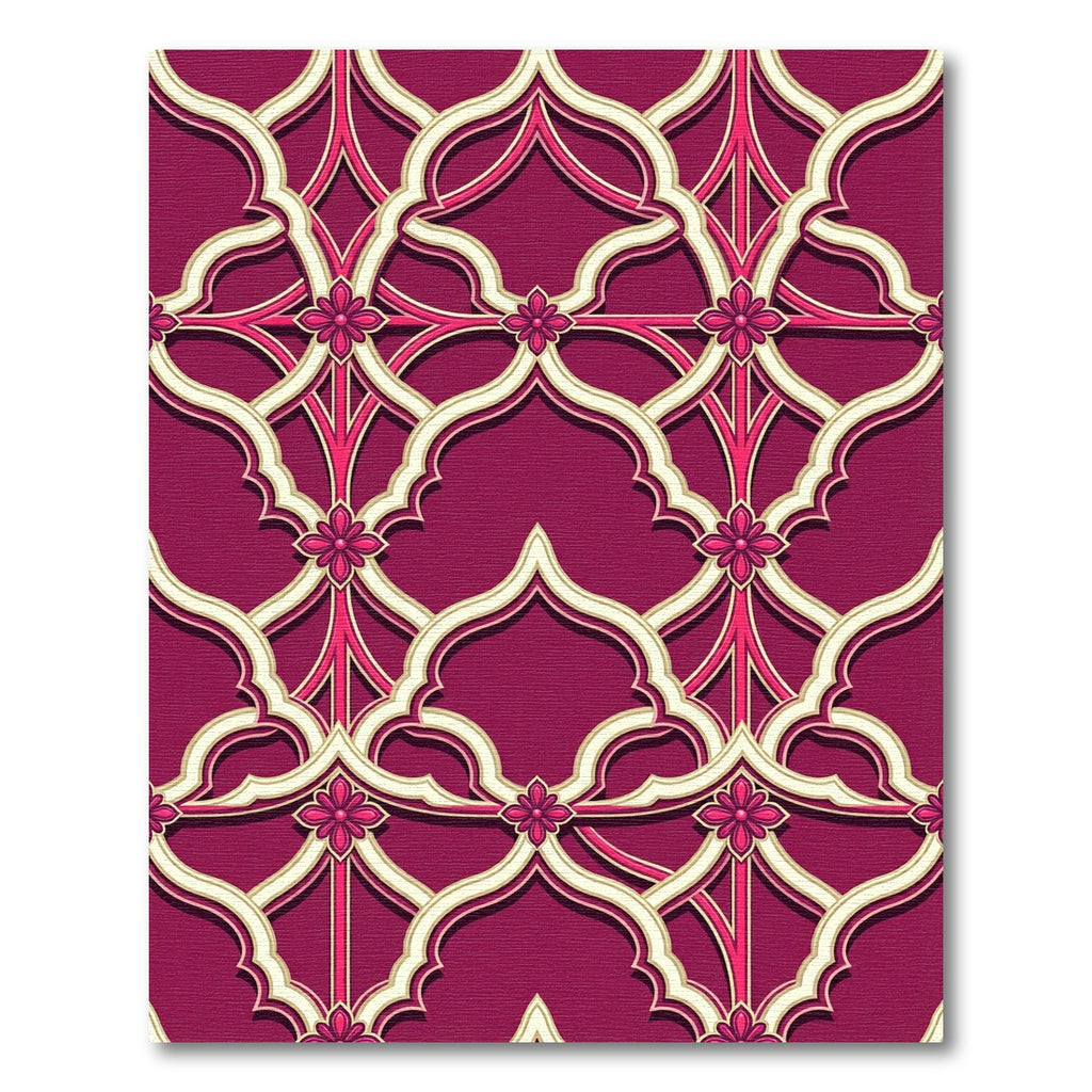 Ornate Burgundy Trellis with Floral Accents Rug