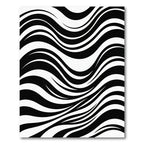 Bold Black White Flowing Curves Rug