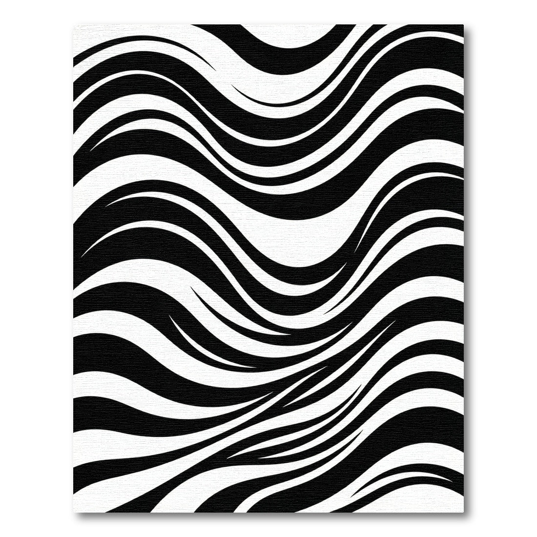 Bold Black White Flowing Curves Rug