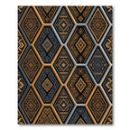 Gold Gray Tribal Hexagon Arrangement Rug