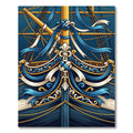 Elegant Navy Nautical Ship Ribbon Art Rug
