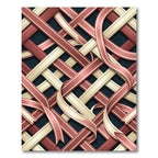 Interwoven Crimson and Cream Ribbon Grid Rug