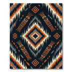 Orange Black Tribal Diamond Geometric Rug