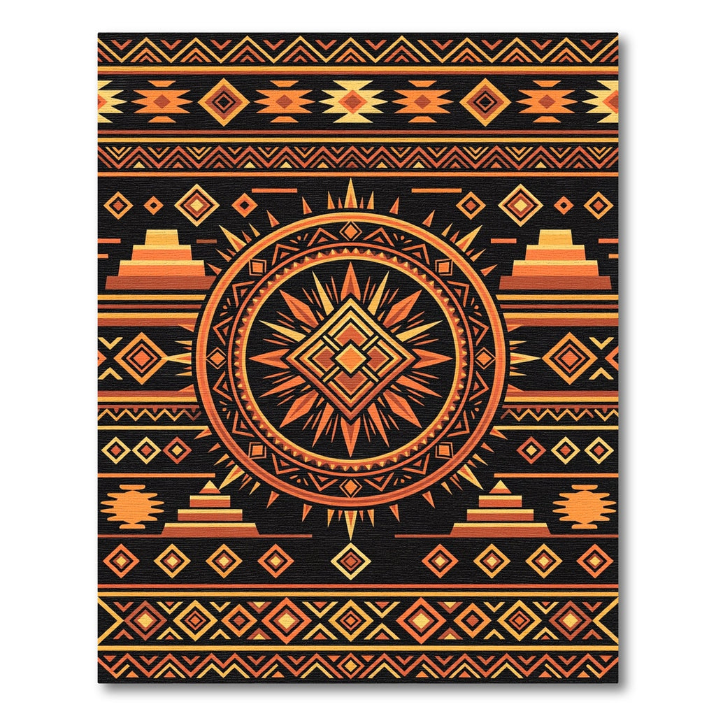 Bold Sunburst Aztec Geometric Earthy Rug