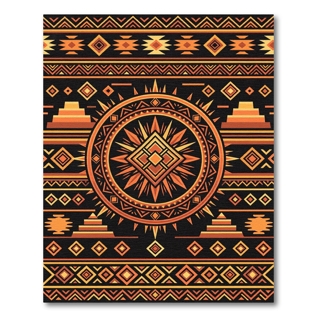 Bold Sunburst Aztec Geometric Earthy Rug