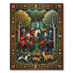 Medieval Enchanted Forest Noble Hunt Scene Rug