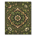 Elegant Sage Green Floral Mandala Rug