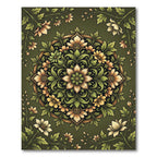 Elegant Sage Green Floral Mandala Rug